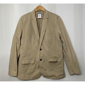 Gap Twill Blazer Sport Coat Iconic Khaki Men's Large Beige Natural Career Preppy